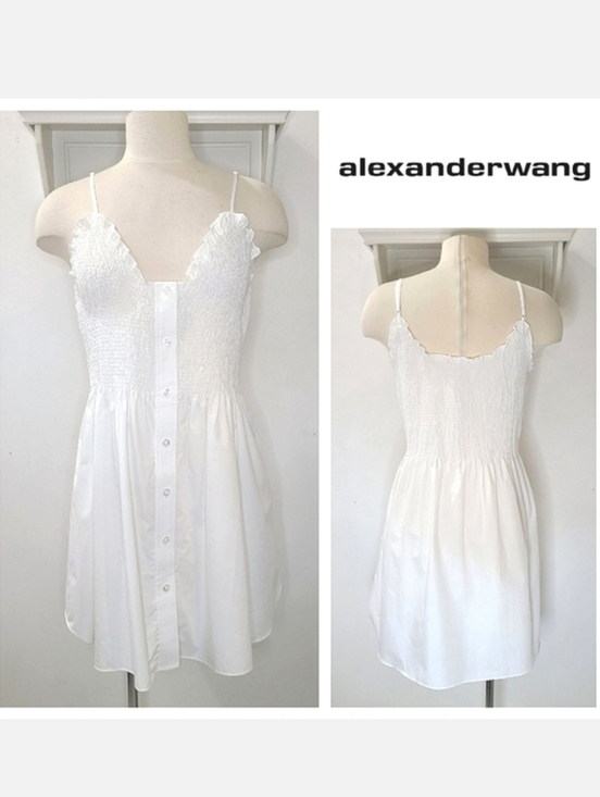 Alexander Wang Dresses & Skirts - Alexander Wang White 100% Cotton Plunging Spaghetti Strap Sundress Sz L